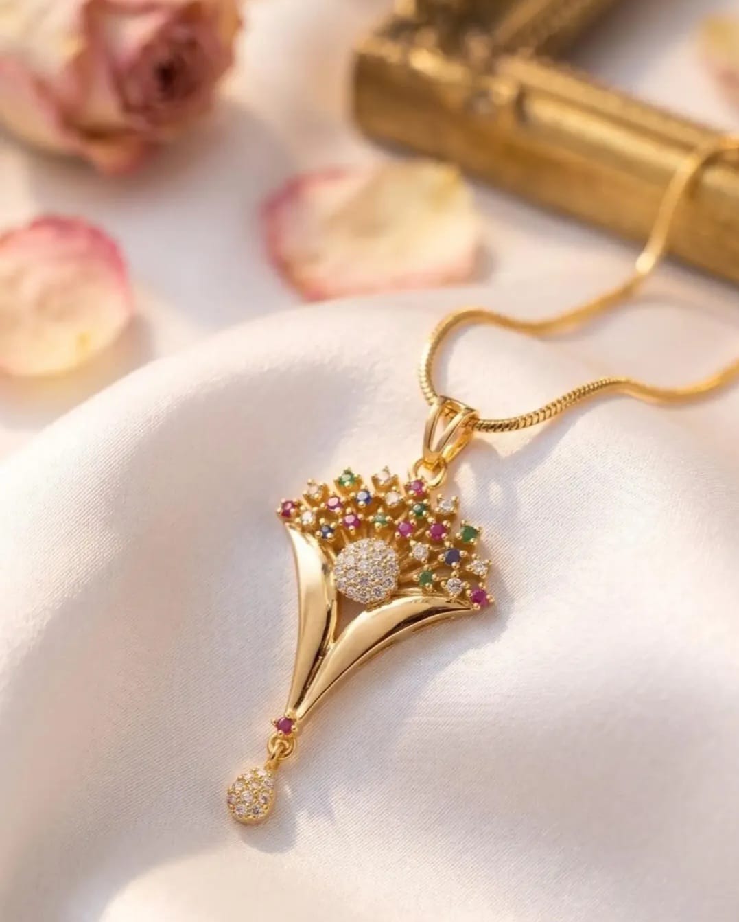The Regal Bloom Drop Pendant & Chain